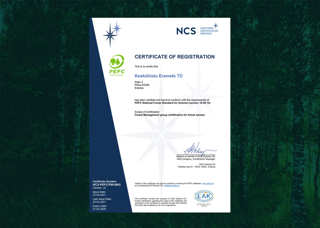 PEFC sertifikaat. Metsühistu